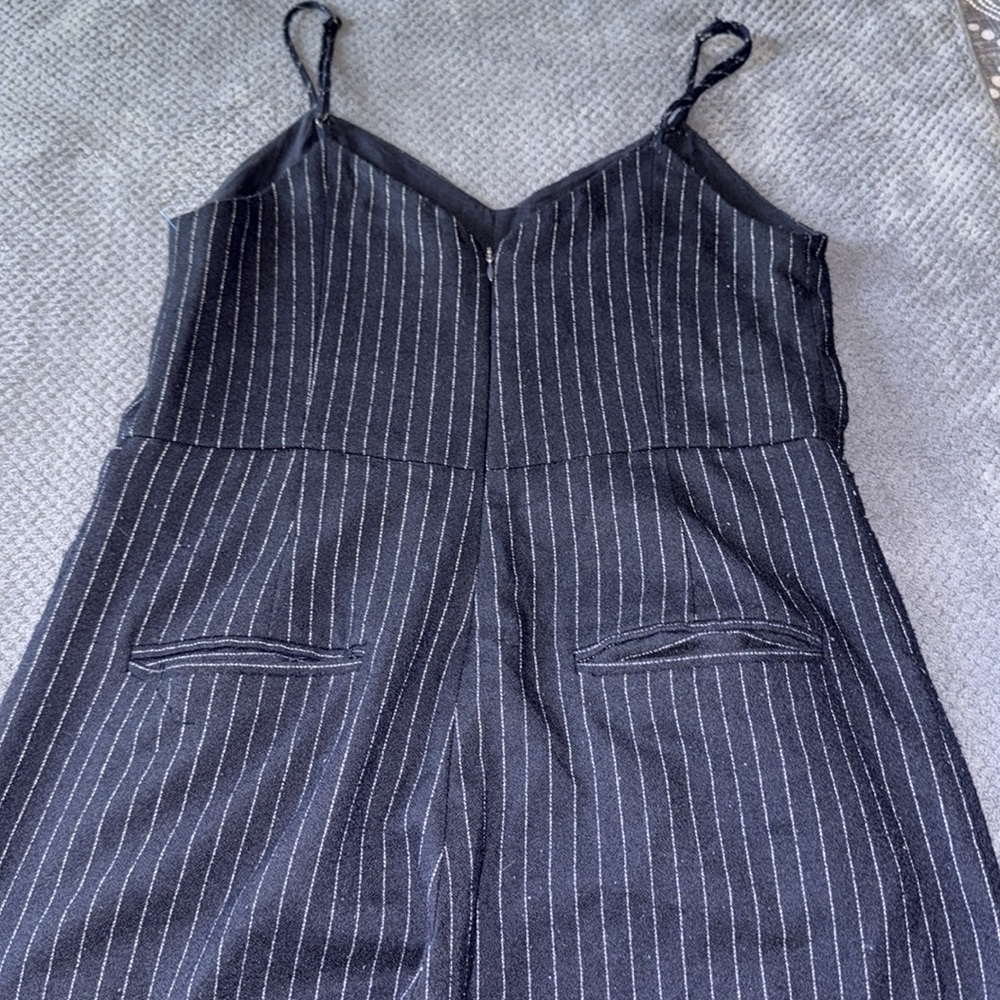 Anthropologie Size 2 Black Wide Leg‎ Pin stripped Jumpsuit - Picture 4 of 12